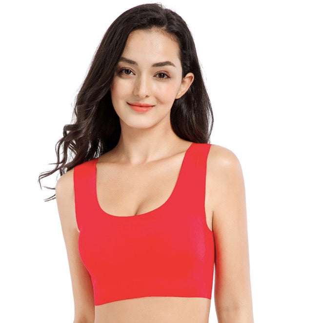 zuwimk Bras for Women,Women's Wireless Bra with Cooling Seamless Smooth  Comfort Wirefree T-Shirt Bra Red,XL